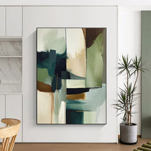 Load image into Gallery viewer, Custom Large Green and Gold Abstract Fusion - Ideal for Eco - Chic Home & Art - Loving Café LargeART0757