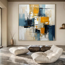 Load image into Gallery viewer, Blue & Yellow Abstract Painting, Perfect for Contemporary Dining Room & Creative Studio LargeART1435
