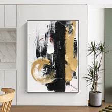 Load image into Gallery viewer, Large - Format Black - Gold Abstract Art for Luxury Entryway & Opulent Lounge LargeART0509