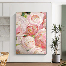 Load image into Gallery viewer, “Impressionistic Pink Roses” Abstract Floral Painting on Canvas, Romantic Decor DKH983