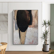 Load image into Gallery viewer, Mixed - Media Abstract Head Art, Neutral - Toned Textured Collage for Minimalist Living Room & Artistic Bedroom LargeART2224