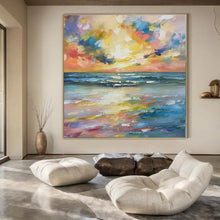 Load image into Gallery viewer, Impressionist Seaside Sunset Painting, Suited for Beach House Dining Room & Coastal Bedroom LargeART1396