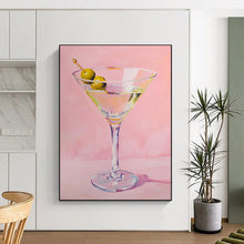 Load image into Gallery viewer, Classic Martini on Pink Abstract Painting, Ideal for Chic Bar Area & Sophisticated Lounge LargeART2016