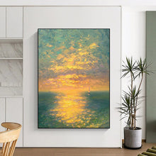 Load image into Gallery viewer, Colorful Sunset Ocean Abstract Painting, Perfect for Coastal Bedroom & Relaxing Balcony Lounge LargeART2070