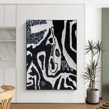 Load image into Gallery viewer, Hand - painted Oversized Black and White Abstract Patterns Acrylic Art for Edgy Home Offices LargeART0052