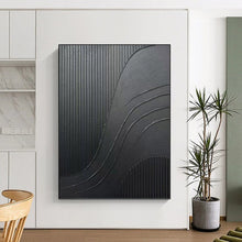 Load image into Gallery viewer, “Black Textured Curves” - Modern Abstract Art on Canvas DKH1482
