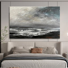 Load image into Gallery viewer, Snowy Starry Ocean Abstract Painting for Winter - Themed Home & Cosy Fireplace Nook DKH109