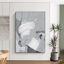 Load image into Gallery viewer, Oversized Gray - White Textured Abstract Acrylic Art for Studio & Industrial Loft LargeART0407