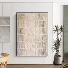 Load image into Gallery viewer, White Textured Striped Abstract - Great for Minimalist Bathroom & Sunroom LargeART2359