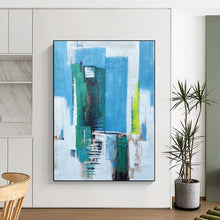 Load image into Gallery viewer, Oversized Blue - Green Urban Abstract Art for City Loft & Modern Office LargeART0465