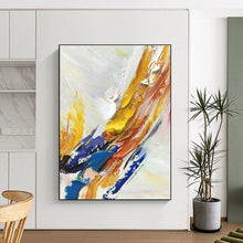 Load image into Gallery viewer, Colorful Thick Paint Strokes on White Acrylic Art - Suited for Bohemian - chic Living Room & Creative Studio LargeART0605
