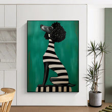 Load image into Gallery viewer, Green - Black - White Abstract Pet Portrait, Perfect for Playful Kids’ Room & Eclectic Living Room LargeART2049