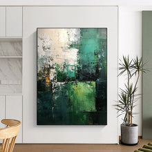 Load image into Gallery viewer, Emerald Mist - Green and Gray Abstract Acrylic Painting, Perfect for Modern Living Rooms and Office Spaces DTP031