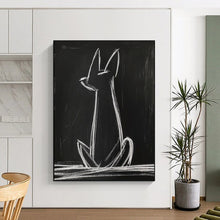 Load image into Gallery viewer, Minimalist Chalk - Drawn Cat Abstract, Perfect for Modern Kids’ Room & Art - Lovers’ Hallway LargeART2027