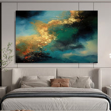Load image into Gallery viewer, Blue and Gold Cosmic Swirl Abstract acrylic painting DLZ072