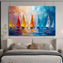 Load image into Gallery viewer, Colorful “Sailing Adventure at Sea” Painting on Canvas, Nautical Art Centerpiece DKH800