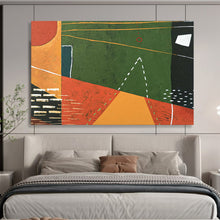 Load image into Gallery viewer, Hand - painted Massive Color - Blocked Geometric Abstract with Green Acrylic Art for Nature - Inspired Studios LargeART1808