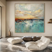 Load image into Gallery viewer, Abstract Landscape Sunset Painting, Suited for Beach House Living Room & Relaxing Spa LargeART1422