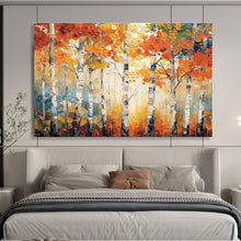 Load image into Gallery viewer, Autumn Birch “Golden Canopy” Painting on Canvas, Seasonal Landscape Decor DKH835