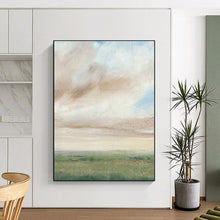 Load image into Gallery viewer, Green & Brown Abstract Field Art, Perfect for Rustic Bedroom & Calm Office LargeART2117