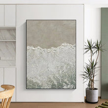 Load image into Gallery viewer, “Serene Beach Aerial” - Beige, White Abstract Coastal Art on Canvas DKH1127