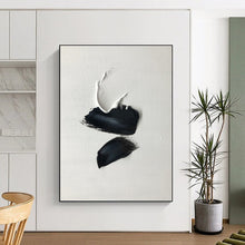 Load image into Gallery viewer, “Black and White Impasto Shapes” - Minimalist Textured Art on Canvas DKH1666