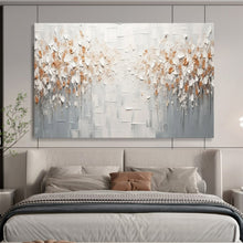 Load image into Gallery viewer, White & Gold Textured Abstract Painting - Ideal for Glamorous Bedroom & High - End Gallery DKH047