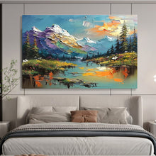 Load image into Gallery viewer, Mountain Landscape “Colorful Peaks” Painting on Canvas, Scenic Impasto Art DKH826