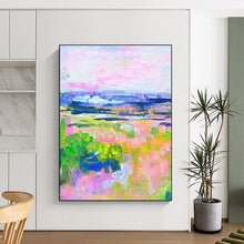 Load image into Gallery viewer, “Pastel Landscape Dreams” Abstract Impressionist - Inspired Painting on Canvas, Cheerful Scenic Art DKH934