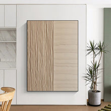Load image into Gallery viewer, “Beige Textured Stripes” - Minimalist Abstract Art on Canvas DKH1478