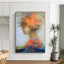 Load image into Gallery viewer, “Colorful Abstract Figure” ,Soft background with a figure’s profile, surrounded by vibrant, fragmented colors and shapes. DTP318