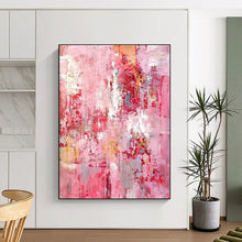 Load image into Gallery viewer, Pink Abstract Expressionist Art, Great for Feminine Boutique & Romantic Bedroom LargeART2300