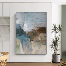Load image into Gallery viewer, Blue - Grey Toned Abstract Layered Painting, Ideal for Modern Office Lounge & Calm Bedroom LargeART1923
