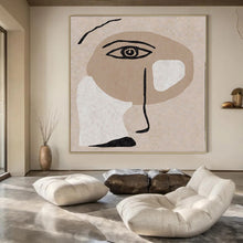 Load image into Gallery viewer, Earth - Toned Abstract Face Canvas Painting, Ideal for Bohemian Bedroom & Art - Filled Living Room LargeART1144