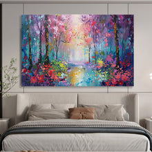 Load image into Gallery viewer, Colorful Forest Painting on Canvas - “Enchanted Woodland” DKH765
