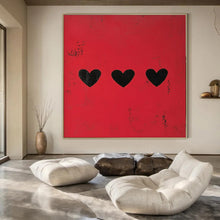 Load image into Gallery viewer, Red and Black Hearts Abstract Art for Romantic Bedroom & Trendy Gift Shop LargeART0950