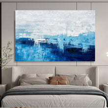 Load image into Gallery viewer, Blue and White Coastal Abstract Painting for Beach House & Serene Spa Lounge DKH275
