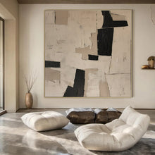 Load image into Gallery viewer, Black and White Collage Abstract Art for Modern Studio Apartment & Industrial - chic Gallery LargeART0955