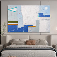 Load image into Gallery viewer, Geometric Abstract Painting on Canvas: Color - Blocked Cityscape DKH571
