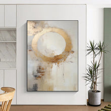 Load image into Gallery viewer, Gold Ring with Drips Acrylic Art - Great for Modern Art Gallery & Glamorous Dining Room LargeART0586