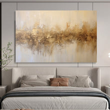 Load image into Gallery viewer, Textured Gold & Beige Abstract - Sophisticated Living Room Art LargeART1538