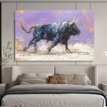 Load image into Gallery viewer, Hand - painted Expressive Bull Painting Acrylic Art for Bold Home Offices LargeART1741