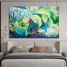 Load image into Gallery viewer, Vibrant Green & Blue Abstract Floral Art for Nature - Lovers' Lounge & Eco - Friendly Store DKH055