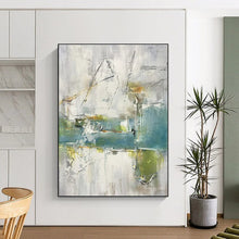 Load image into Gallery viewer, Gray - Green Abstract Layers Art for Modern Studio Apartment & Nature - Inspired Office LargeART0893