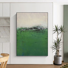 Load image into Gallery viewer, “Misty Green Field” - Green, Grey Abstract Landscape on Canvas DKH1207