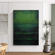 Load image into Gallery viewer, “Deep Green Layers” - Dark Green Abstract Art on Canvas DKH1189