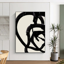 Load image into Gallery viewer, Bold Black Line Abstract Art, Perfect for Edgy Lounge & Modern Gallery LargeART2317