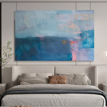 Load image into Gallery viewer, Hand - painted Blue - Toned Abstract Mist Acrylic Art for Calming Bedroom Corners LargeART1685