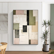 Load image into Gallery viewer, Oversized Black - Green Geometric Abstract Art for Industrial Loft & Creative Studio LargeART0397