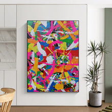 Load image into Gallery viewer, “Color Explosion Abstract Splatter” - Multicolor Abstract Art on Canvas DKH1277